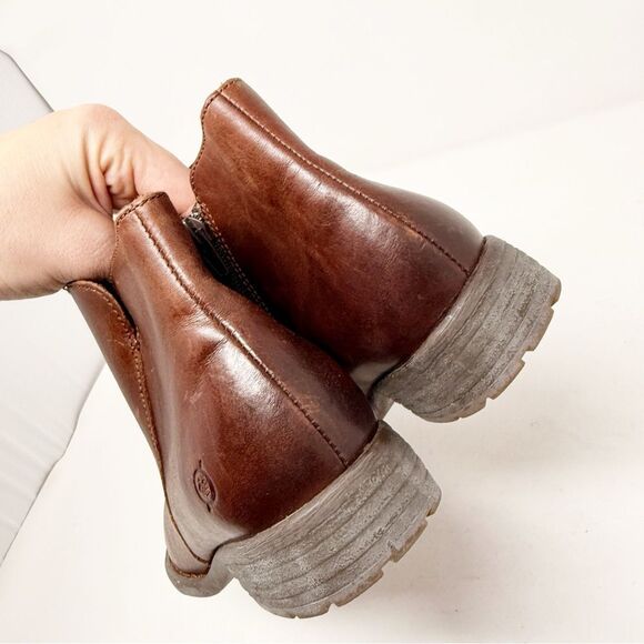 Born Leather Lauryl Brown Ankle Booties Size 7.5 - Picture 6 of 8